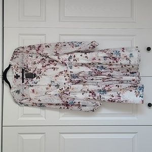 Ivory Floral Chiffon Clip Dot Skater Dress